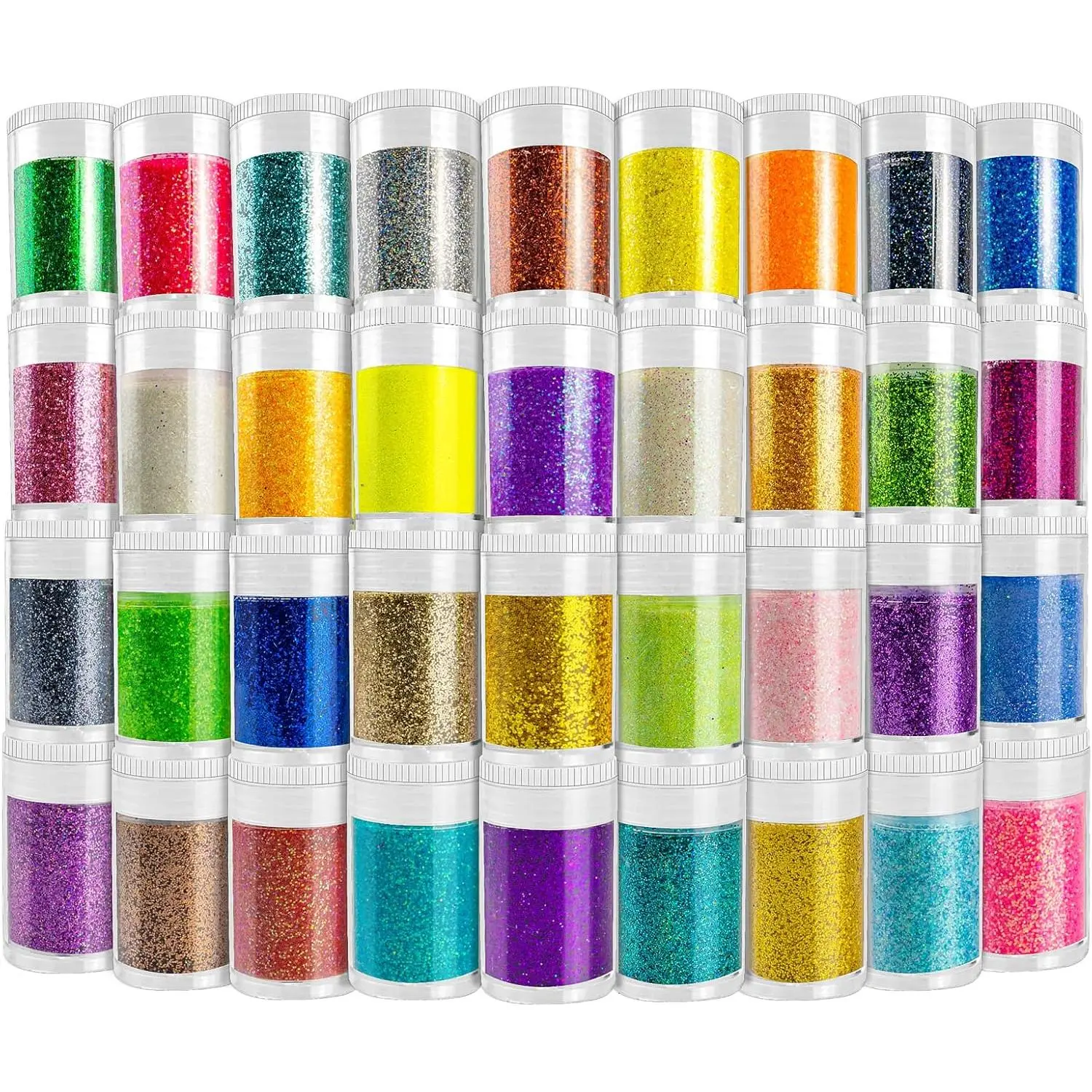 Ultra Fine Glitter 36 Assorted Colors Set, Holographic Glitter Powder for Tumblers, Slime Epoxy Resin Arts and Crafts Glitter, Iridescent Cosmetic Glitter for Body Nail Face Hair Eyeshadow Makeup