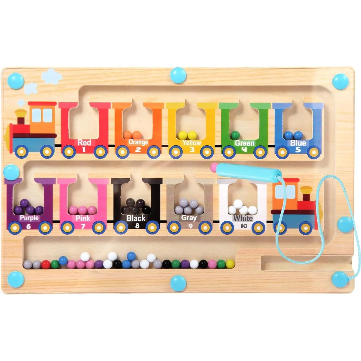 Magnetic Color and Number Maze, Montessori Toys  3 4 5 Year Old, Wooden Magnet Balls Puzzles,Learning Educational Sensory Toys  Toddlers and Kids Boys Girls,Christmas Stocking Stuffers  Kids New model