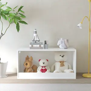 White MDF 31.5"L*13.78"W*15.75"H Open Front Kids Toy Storage Chest, Large Capacity Toy Organizer Bin Easy Assembly for Playroom Bedroom Living Room Nursery