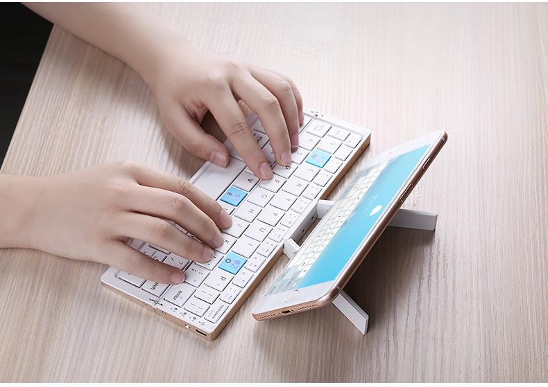 Foldable Bluetooth Keyboard Rechargeable Keyboard Mini Folding Wireless Keyboard Aluminum Keypad With Stand