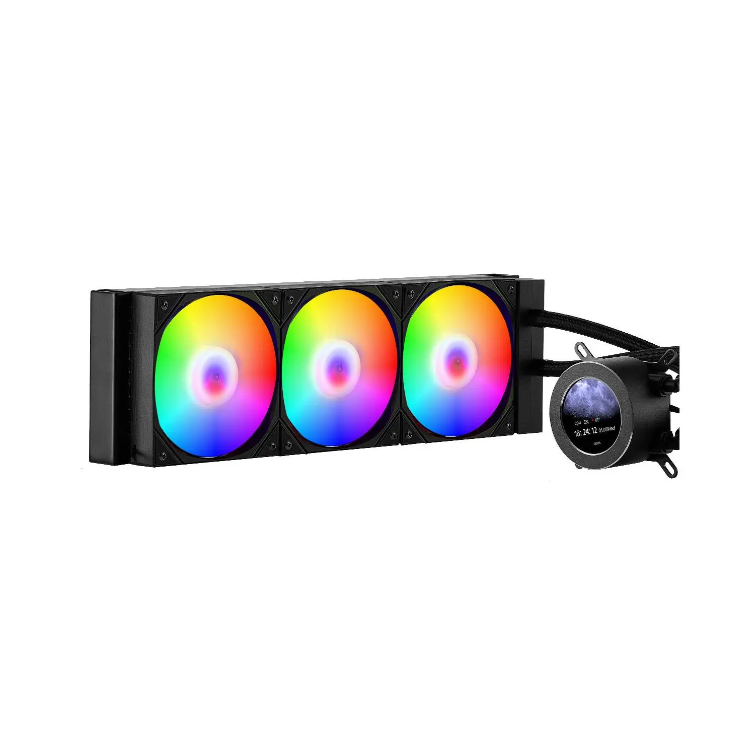 【Summerfinds】VEVOR CPU Liquid Cooler, AIO CPU Water Cooler - 3x 120mm PWN Fans Pump, Customizable Black PC Liquid Cooler with 2.1'' LCD Display ARGB light, for Intel 115X/1366/2011/1700/1200, AMD AM4/AM5