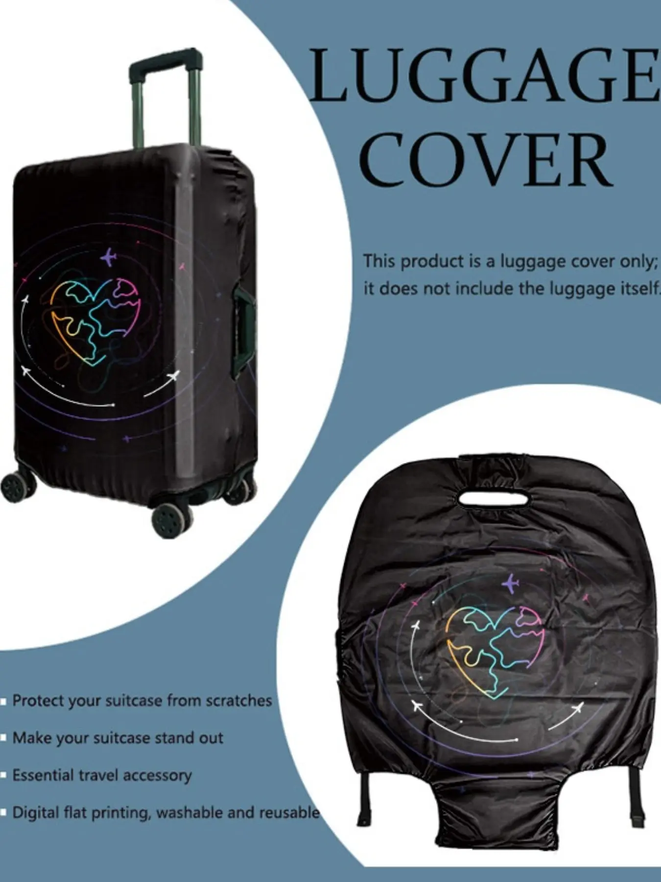 1pcs Luggage Protective Cover, All over Print Design, Suitable for 20-28 Inch Suitcases, Thick High-Quality Fabric, Essential Travel Accessory