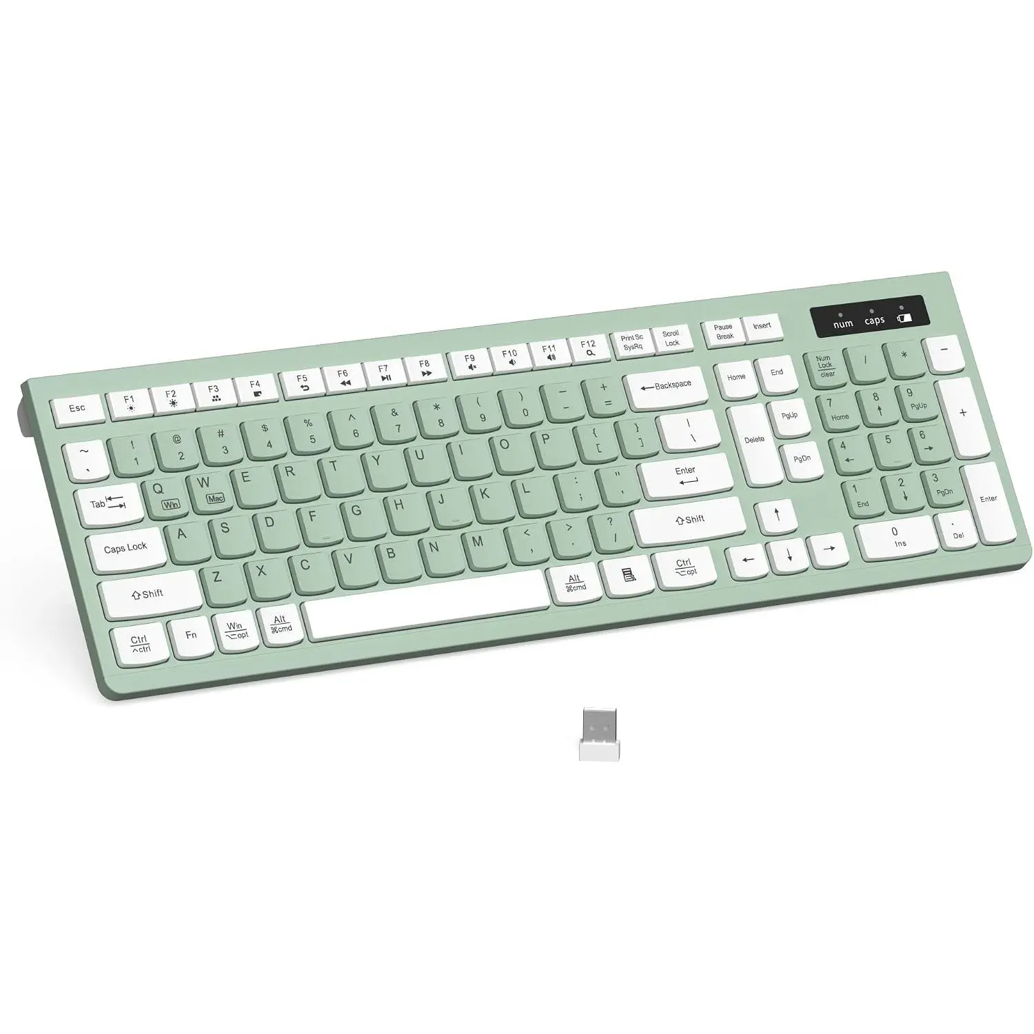 Silent Cordless Keyboard (Avocado Green) - 2.4G Full Size Wireless Keyboard with Silent Keys, Tiltable Design for Windows PC, Desktop, Laptop, OS Devices