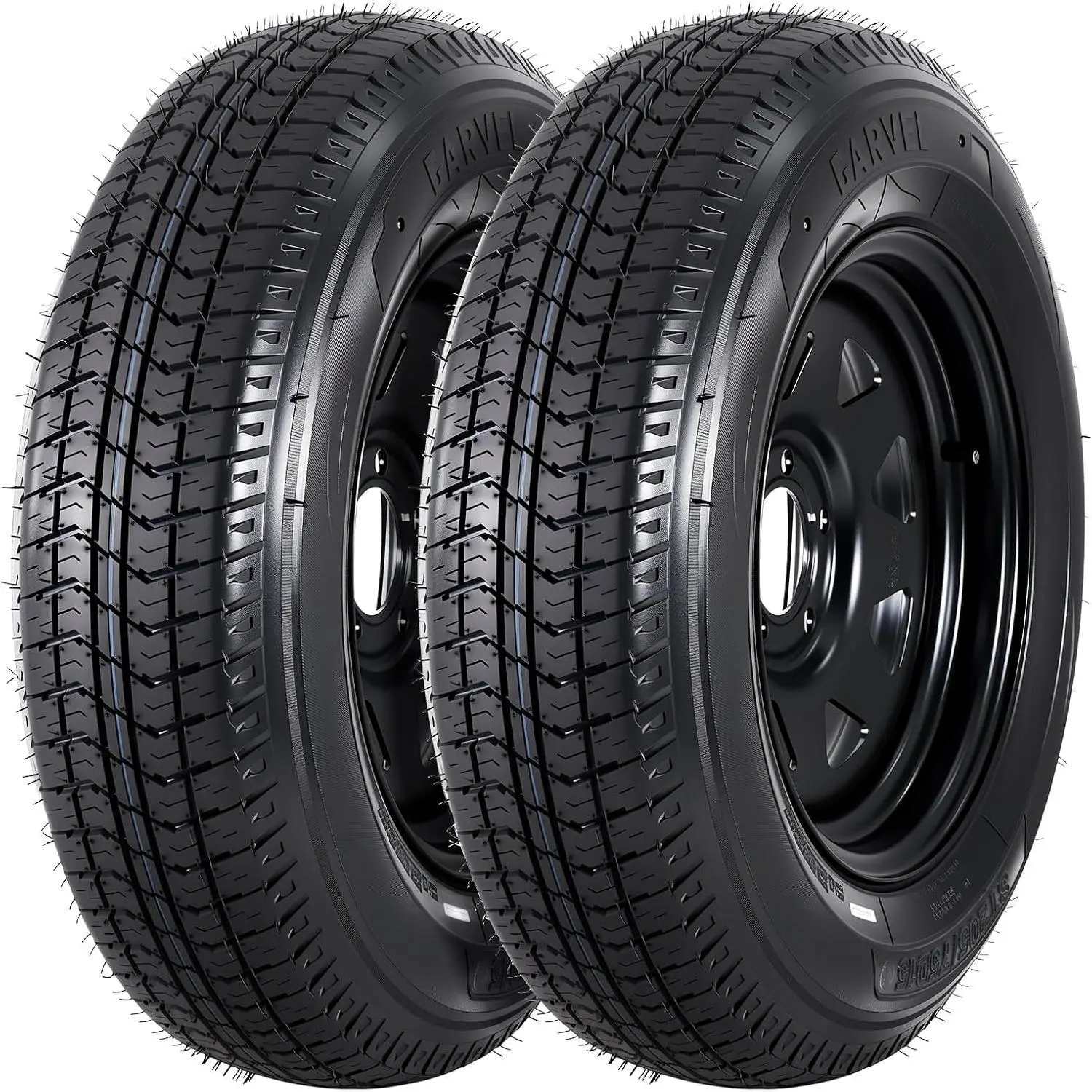 Gaomon 2-Pack Trailer Tire On Rim ST205/75D15 Trailer Tires and Wheels 5 Lug Trailer Tires with 15In Rims Load Range C 6PR Black