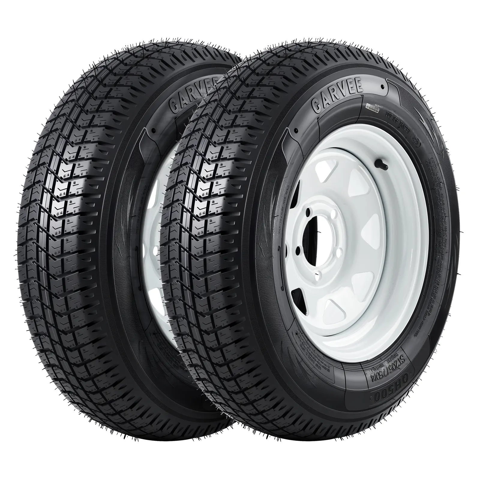 [Multiple Models to Choose] Garvee 2-Pack Trailer Tires & Wheel Assembly - Bias Ply Tire Pre-Mounted on White/Black Spoke Rims - 4.80-8/4.80-12/5.30-12/ST175 80D13/ST205 75D14/ST205 75D15 6PR- 4 or 5 Lug, for Utility/Boat/Camper Trailers