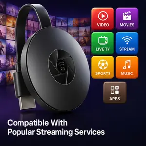 Wireless HDMI Adapter for TV & Projector, Screen Mirroring from Phone/Tablet/Laptop, Miracast, 2.4G WiFi, Plug & Play