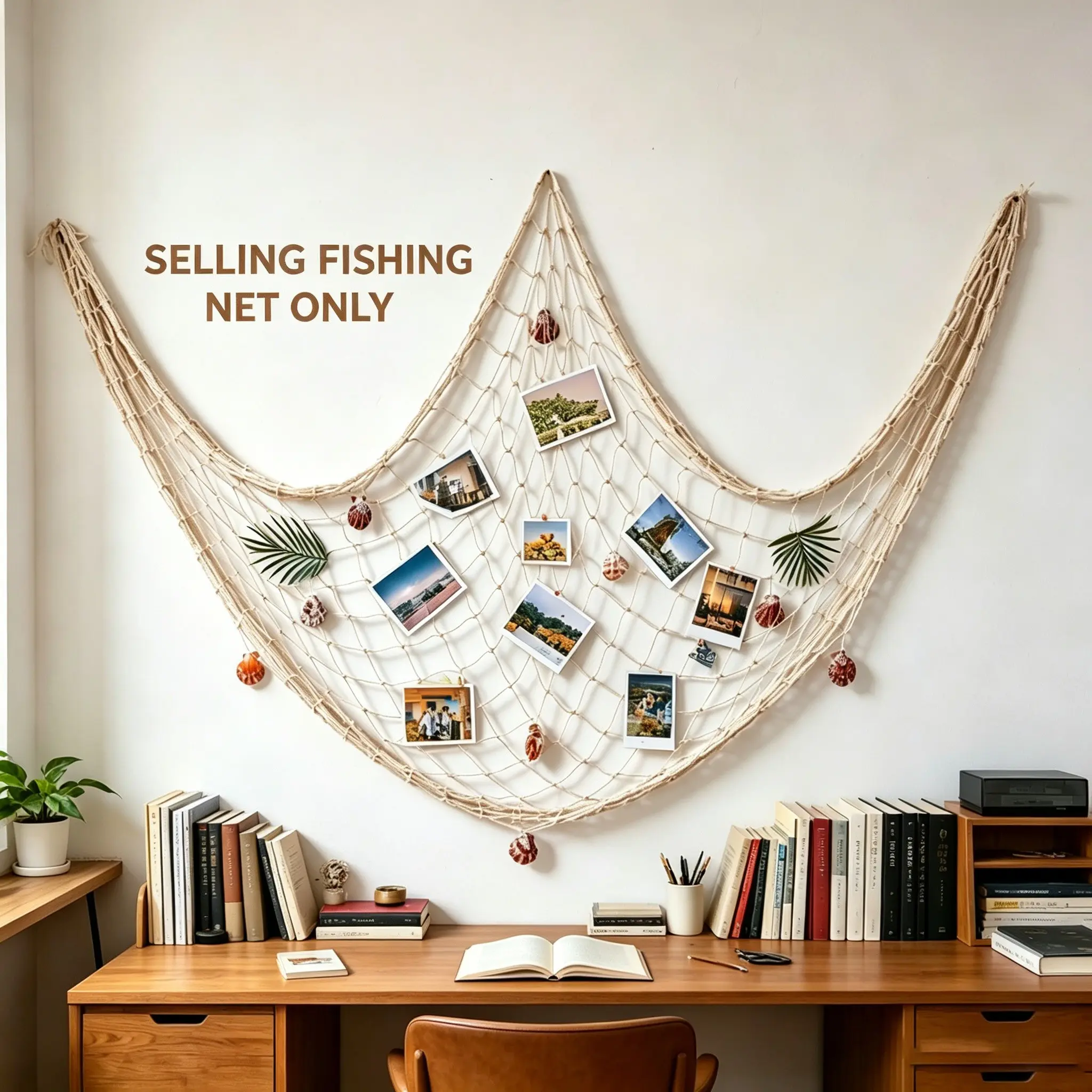 Fishnet Wall Decor, Hanging Party Decoration, Hawaiian Style, Luxury Art Fabric Ornament, Suitable for Home and Office, Living Room Interior