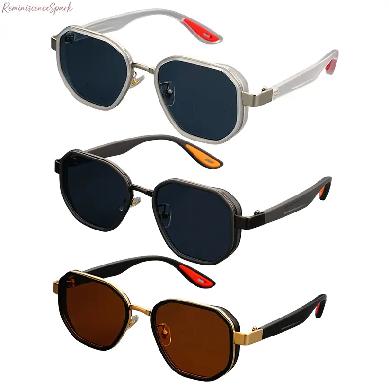 3-Pack Unisex Multi-Angle Polygon Sunglasses, Slim Metal Trim, Bendable Lightweight TR90 Frames, UV400 Glare Reduction Lenses & Anti-Slip Ear Grips. Vintage Sport Eyewear for Driving, Lakeside Fishing, Weekend Trips & Daily Casual Outings