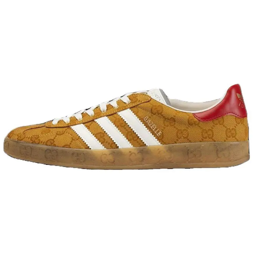 Gucci x Adidas Originals GG Monogram Low-Top Casual Sneakers for Men in Beige Brown Verifiable, with credentials and supporting global authentication