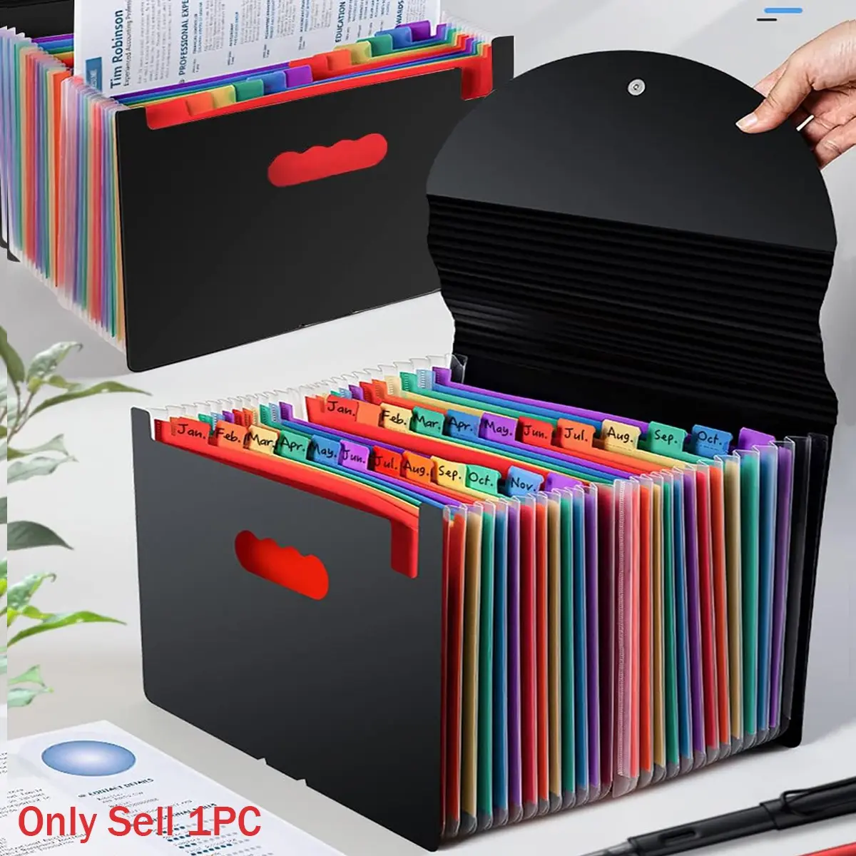 Durable Expanding File Organizer, 13 Pockets Letter Size Accordion Folder with Secure Flap for School, Office & Travel Document Storage, Essential File Classification & Protection.