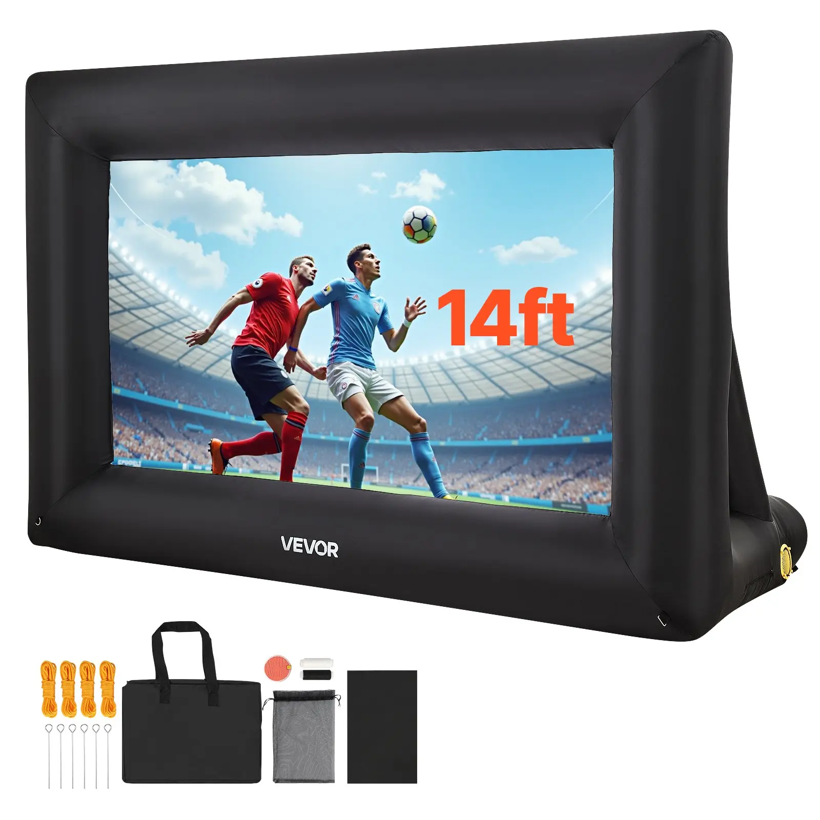 VEVOR 14FT Inflatable Projector Screen, Inflatable Movie Screen Outdoor with 120W Air Blower Projector Screen Oxford Fabric Material Blow Up Screen for Outdoor Backyard, Home Theater, Theme Party