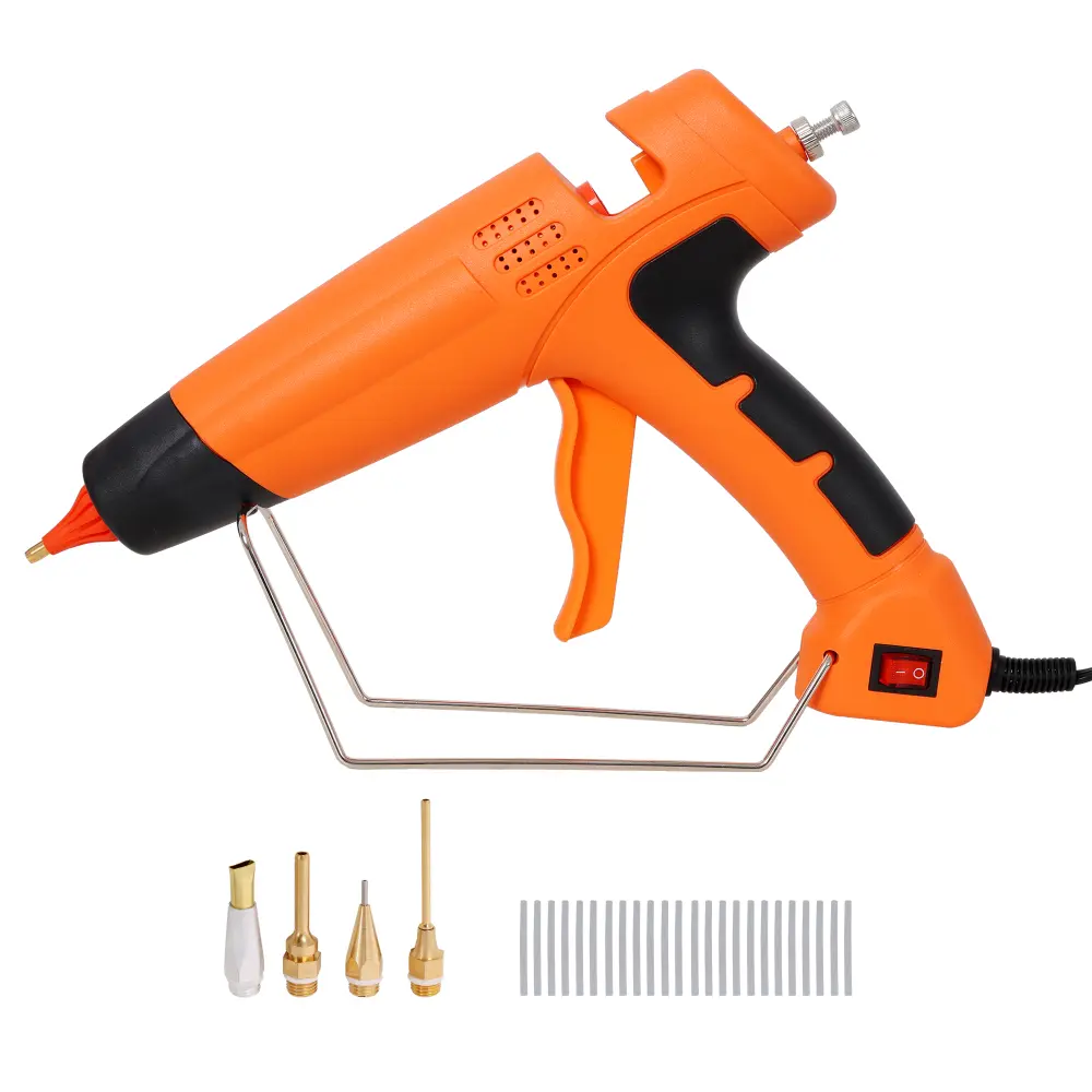 Hot Glue Gun, Professional 100W Hot Melt Glue Gun Kit with 4 Replacement Nozzles, DIY Craft Glue Gun for Arts and Crafts, Repair, Woodworking, Home Projects, High Temperature Thermal Glue Gun Tool with 24Pcs Strong Adhesive Glue Sticks