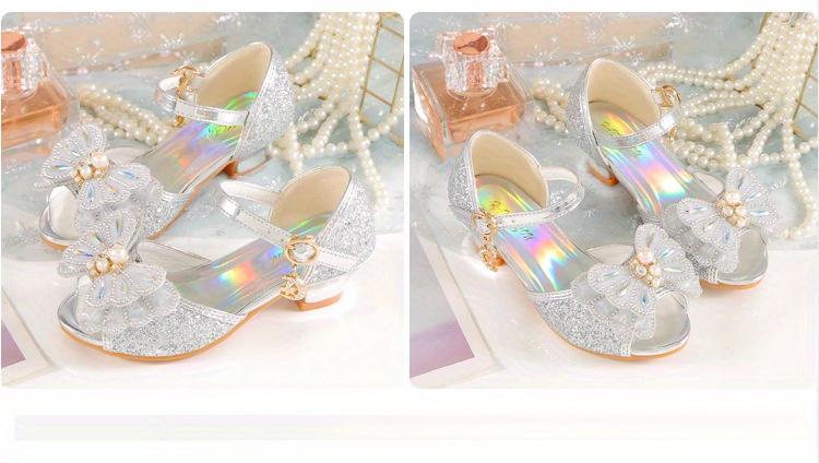Summer New Children's Princess Shoes Girls' High Heels Baby Sandals Medium And Large Children's Girls' Fashion Crystal Shoes Formal Casual
