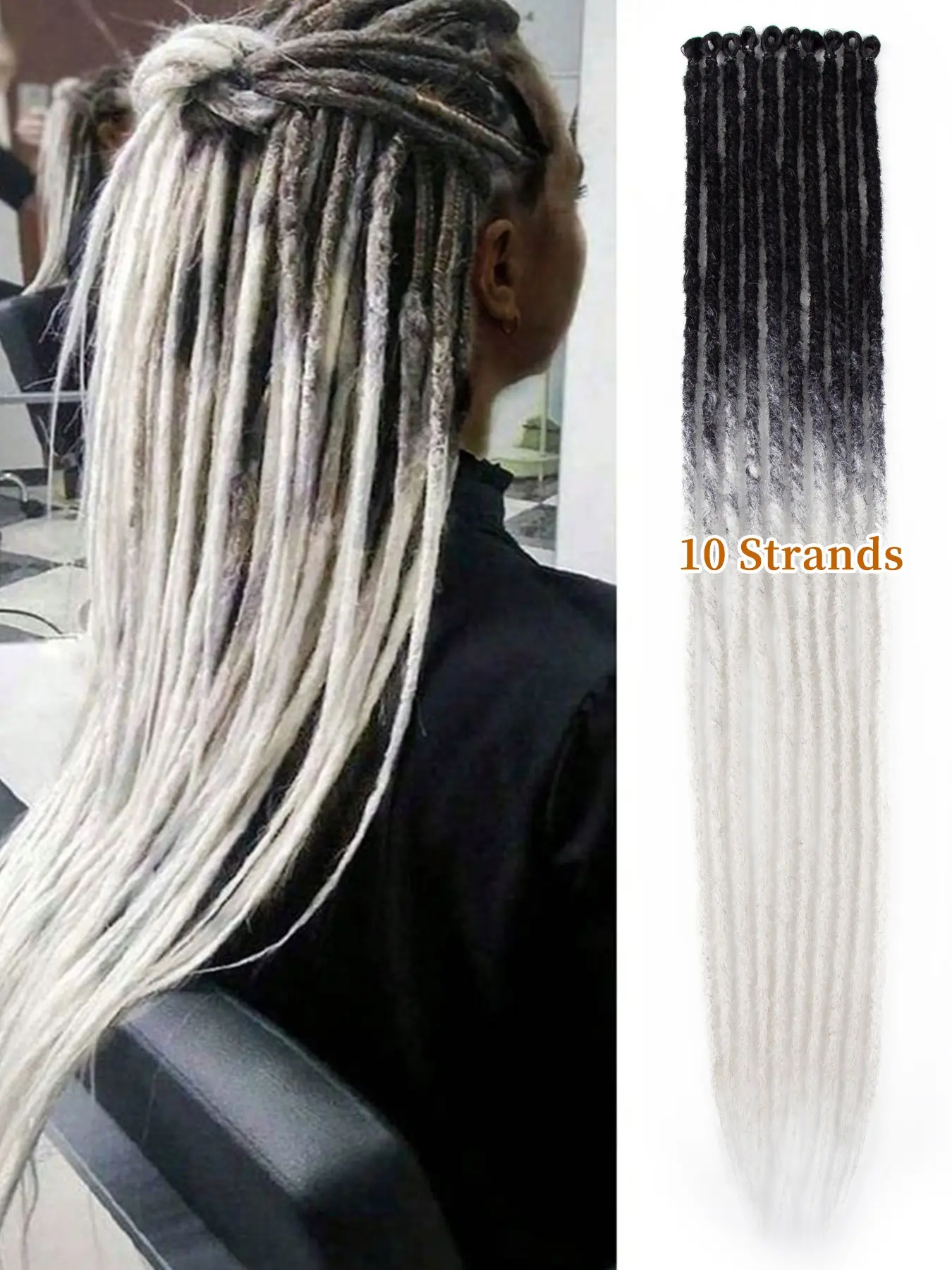 24 Inch Synthetic Dreadlock Extensions 10 Strands Hippie Single Ended Dreads Synthetic Soft Dreads Ombre Blonde 0.6 cm Width Loc Extensions Reggae Style Boho Locs Crochet Hair for Women Christmas New Year Carnival Music Festival Faux Locs