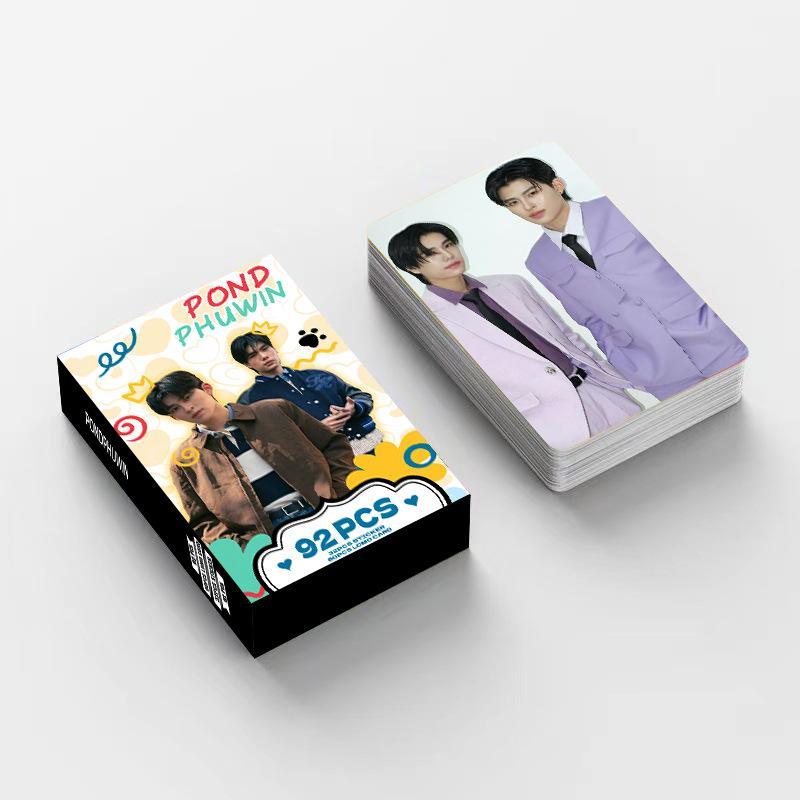 92Pcs/Set Thailand Stars PondPhuwin Laser Lomo Card Pond&Phuwin Characters Small Cards Photocard With Stickers Fans Support Card