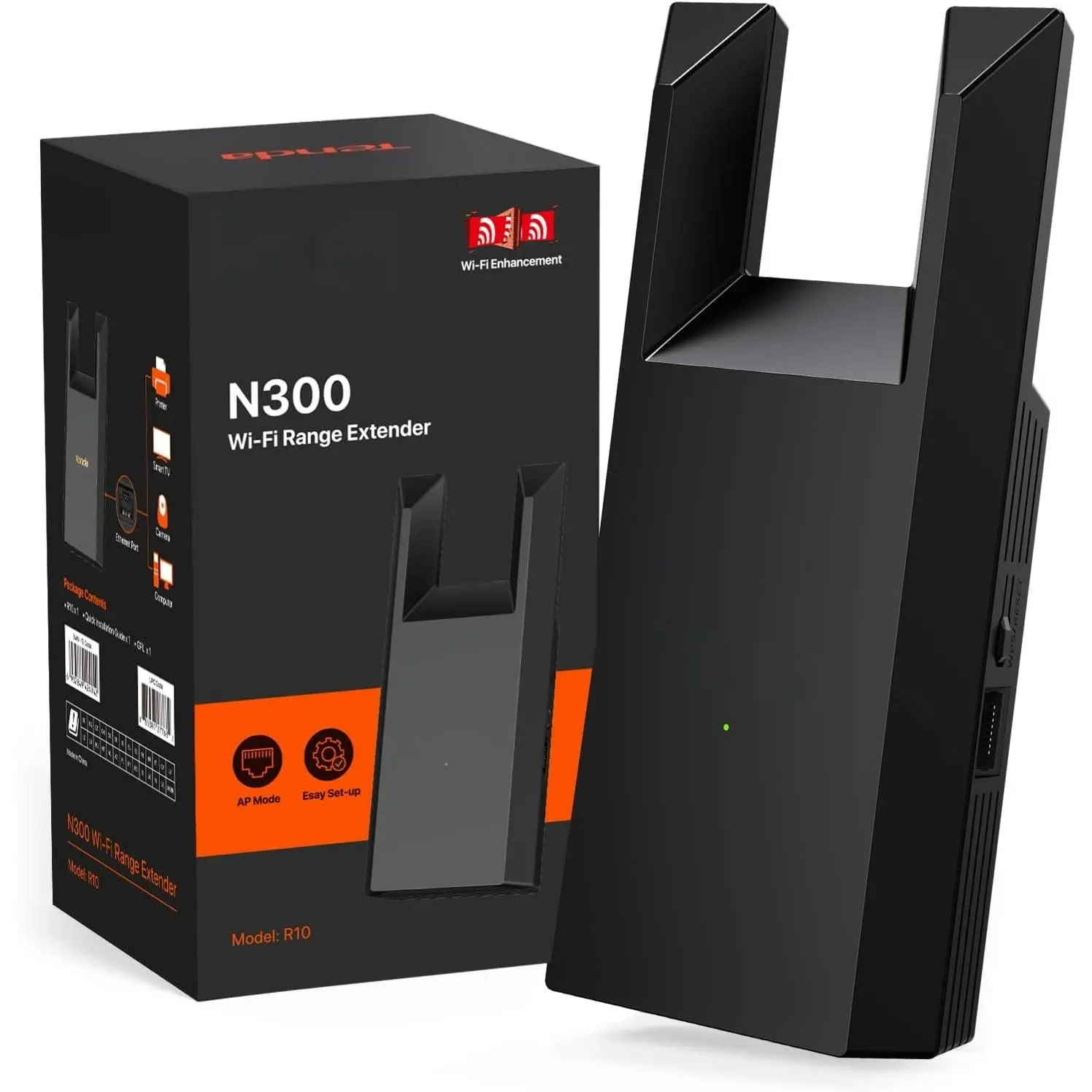 WiFi Extender N300 WiFi Extender,with Ethernet Port, Up to 800 Sq. Ft.,Single Band WiFi Range Extender,Repeater Mode&AP Mode,Easy Setup,2.4GHz only(R10-BK)
