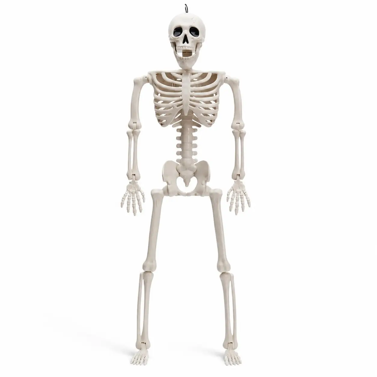 16 Inch Posable Skeleton Halloween Decoration, Flexible Plastic Skeleton Figure with Moveable Joints, Spooky Party Haunted House Desk Decor Prop
