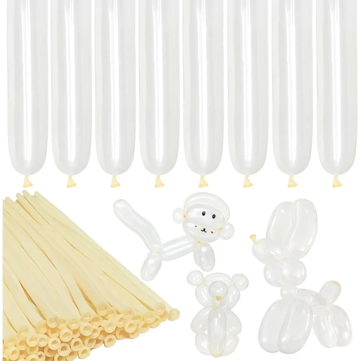 260 Balloons Clear Long Skinny Latex Balloon for Balloon Animals, 100Pcs Twisting Ballon Shine for Balloons Arch Party Supplies Weddings Birthday (Clear)