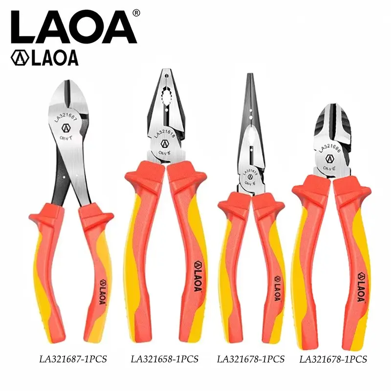 LAOA 1000V VDE Insulated Electrician Pliers Set, Pliers Kit, Combination Pliers, Diagonal Wire Cutters & Needle Nose Pliers with Non-Slip Handles, Professional Electrical Hand Tools for Wiring Installation, Maintenance & Repair