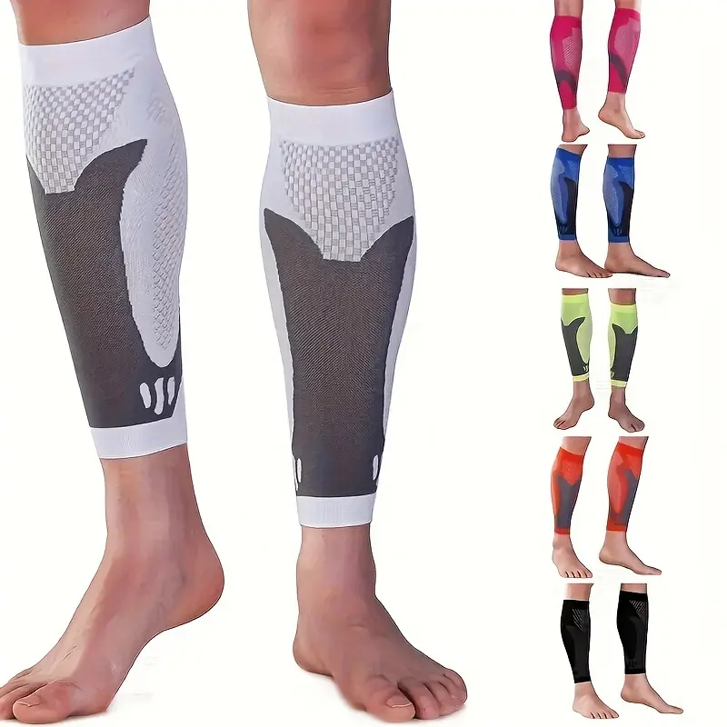 3 Pairs of Supportive Compression Calf Sleeves - Snug Pull-On Elastic Leg Socks for Adults' Athletic Wear, Ideal for Running/Cycling Sports Training