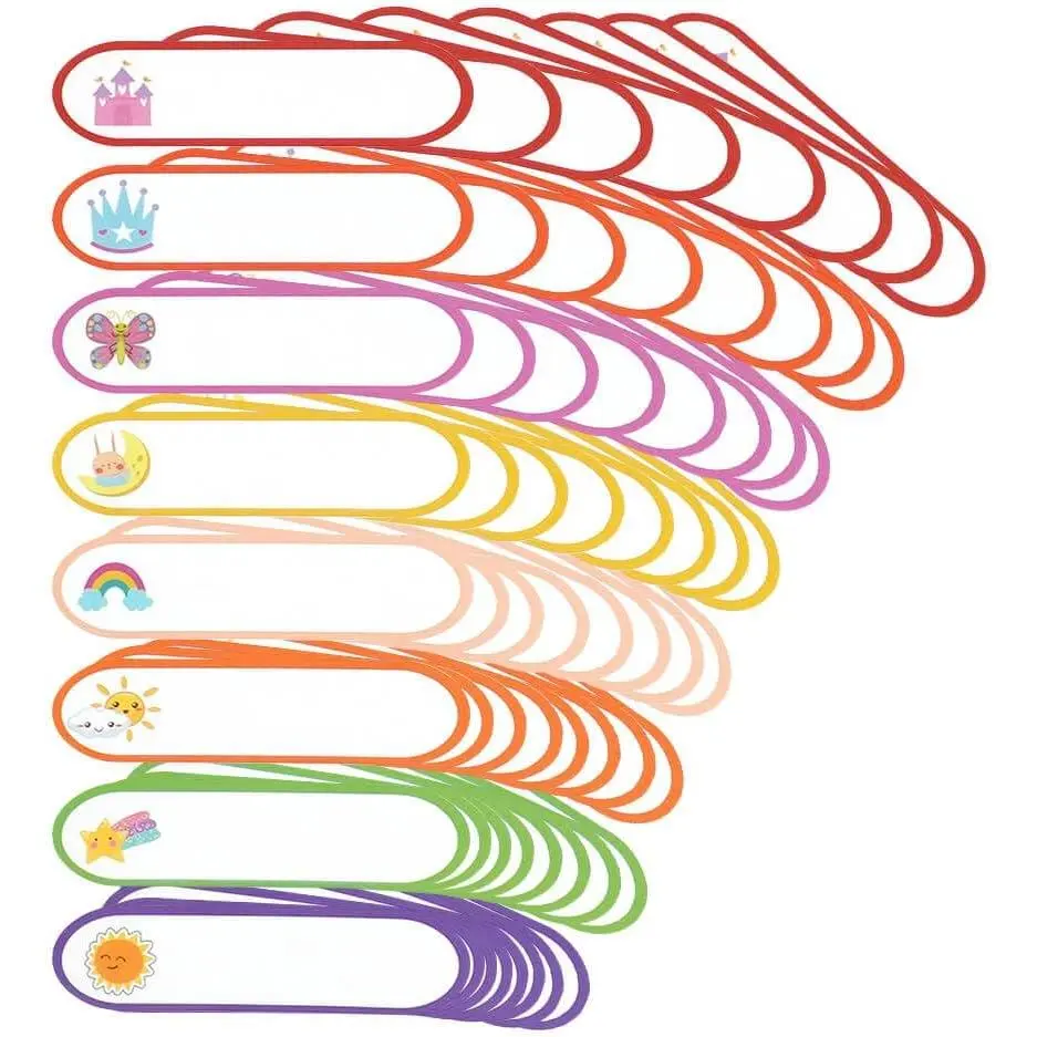 Personalized Durable Waterproof Self-Adhesive Name Labels with Protective Laminating Film - Daycare & School Essential, 120-Count (8 Sheets Each), No Ironing or Sewing, Easy-to-Use Write-On Stickers for Bottles/Cups, Dishwasher Safe, Mix-Up Prevention
