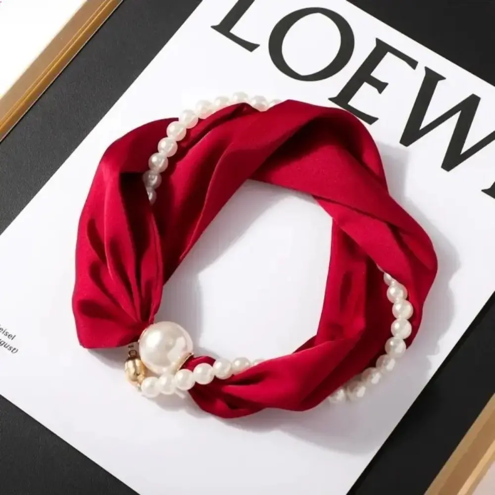 Magnetic Pearl Buckle Long Slim Sheer Gauze Scarf for Women, Lightweight Breathable Neck Wrap, Minimalist Elegant Multi-Season Neck Accessory, Versatile Neck Gaiter Suitable for Spring Summer Autumn Daily Casual Outfits