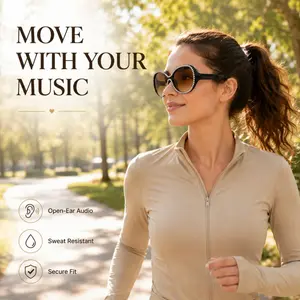 Trend Crystal Decor Smart Sunglasses Bluetooth 5.4 Stable Connection Open Ear Private Listening Ultra Light All Day Comfort Long Lasting Battery Complete Pack Travel Accessory Women Tech Gift