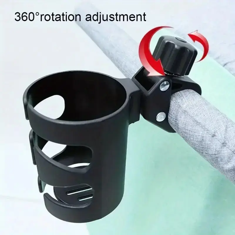 Rotating Bottle Holder with Safety Clip, Durable PP Material, 360° Rotation, Ergonomic Handle, Anti-Slip Suction Cup, Bike & Wheelchair Compatible