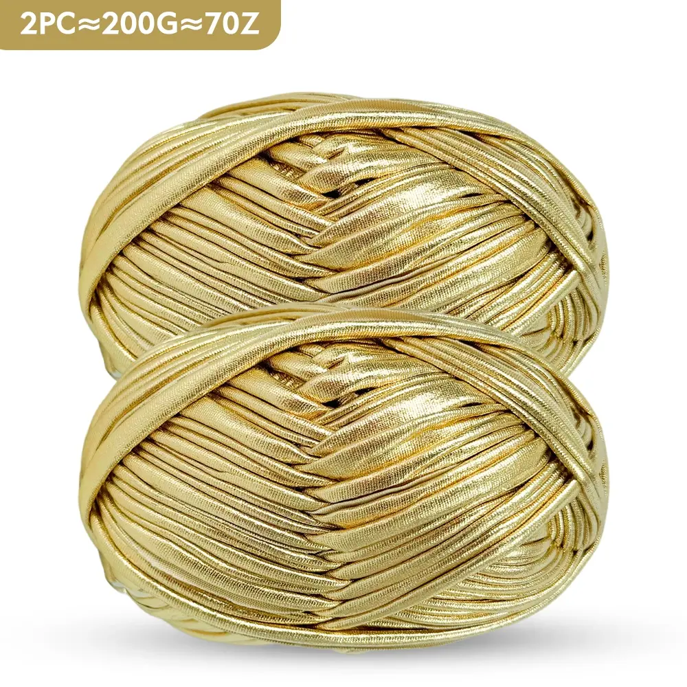 2-Pack 200g Metal Wire Thread, Leather-Like Fiber for Crochet Projects & Knitting, 3/36m Long, Durable Polyester, Unique Metallic Color, Ideal for Bags, Blankets, T-Shirts