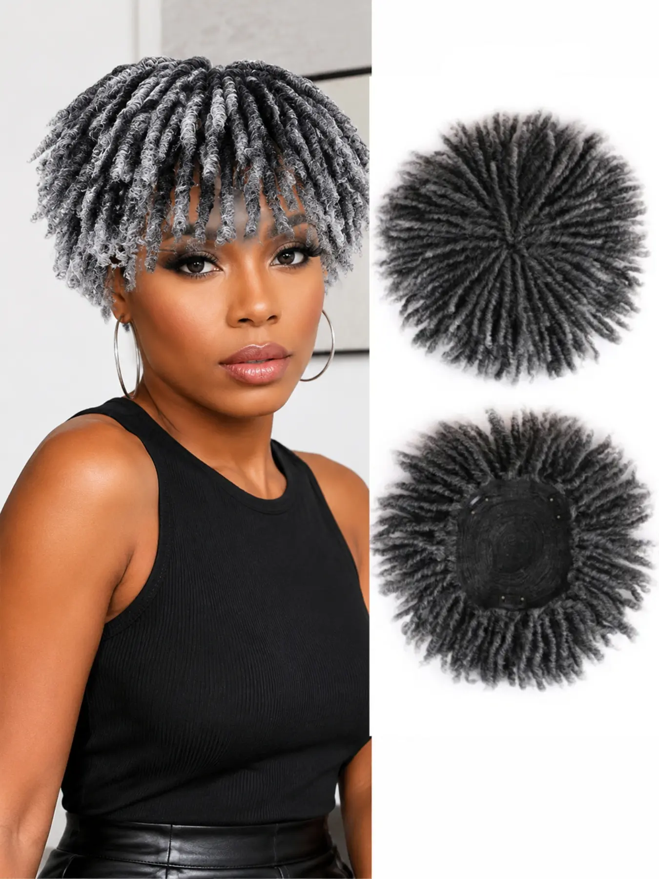 8 Inch Synthetic Dreadlock Hair Topper for Women, Short Faux Locs Hairpiece, Natural Looking Crochet Locs Extension, Lightweight Dreadlock Wig Accessory