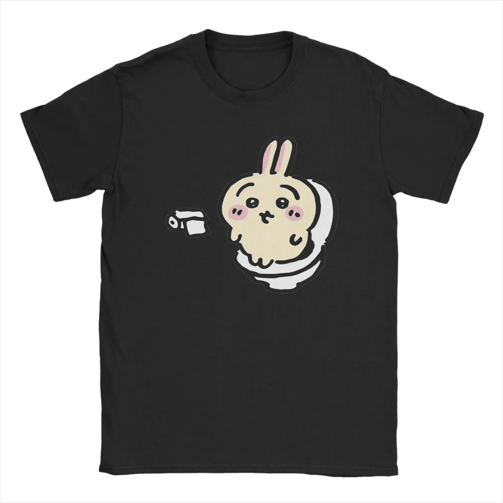 Men Usagi on the Toilet Potty Chiikawas Hachiware Poop Meme T Shirt  100% Cotton Clothes Round Neck Tee Shirt Gift Idea T-Shirts
