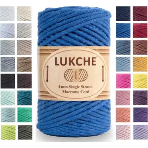 4mm Single Strand Macrame Cord Rope 82 Yards, Colored Macrame Rope, Cotton Rope Macrame Yarn, Colorful Cotton Craft Cord for Wall Hanging, Plant Hangers, Crafts, Knitting (Royal Blue, 4mm 1 Skein)