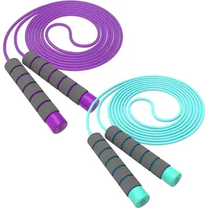 2-Pack Adjustable Fitness Skipping Rope, Soft Foam Non-Slip Grips Jump Rope for Home Gym Workout Equipment