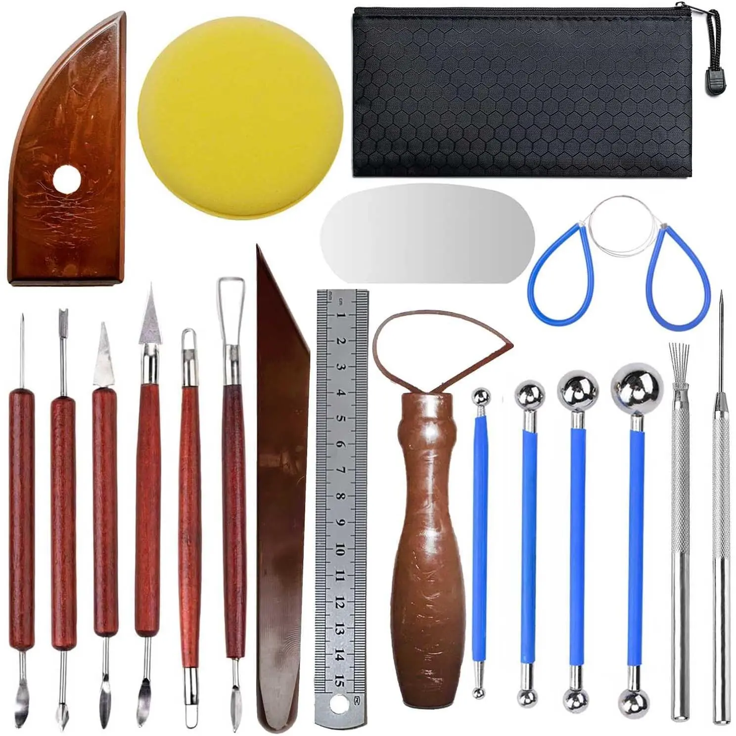 Clay Sculpting Tools,20Pcs Pottery Tools Kit, Polymer Clay Tools,Pottery Ribs, Air Dry Clay Tools for Sculpting, Modeling, Carving, Modeling