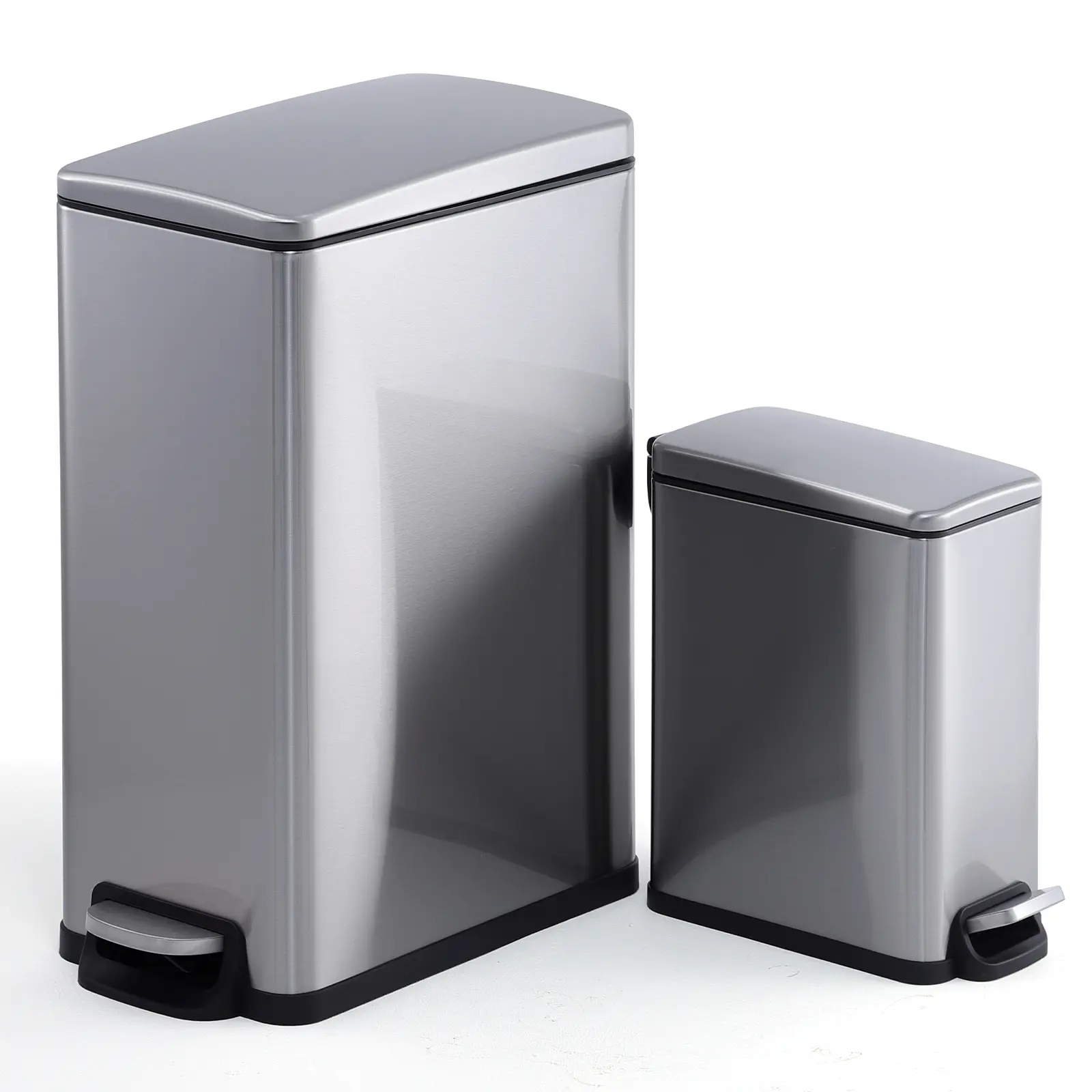Garvee Slim Stainless Steel Pedal Trash Can - 12 Gallon/10L, Soft Close Lid, Removable Inner Bucket, Fingerprint & Rust Resistant, Odor Proof, Space-Saving, for Kitchen, Bathroom, Office, Bedroom, Toilet