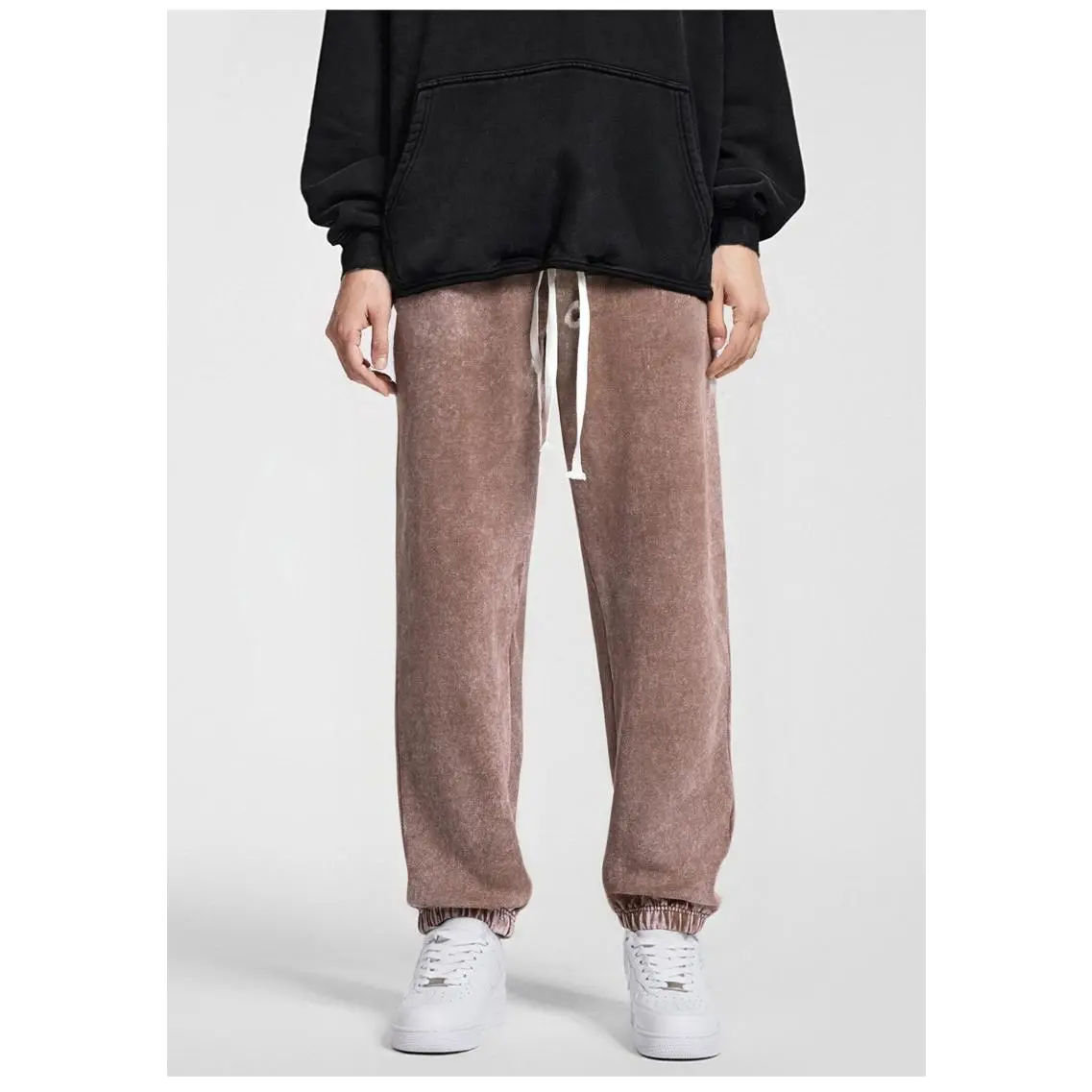 UNISEX Acid Wash Sweatpants with Cuffed Ankles and Pockets, Cozy Relaxed Fit Jogger Pants for Streetwear, Travel and Daily Wear