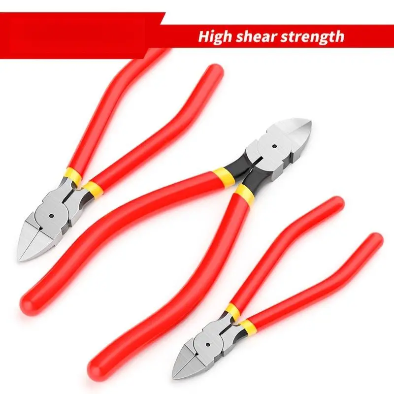 5/6/ 8inch Pliers, with red non-slip handle, multi-functional nozzle pliers, designed for cutting wires, packaging tape, plastic, etc. ; sharp hand tool, ideal for construction and making toy models, Multi-Size, Wire Cutting