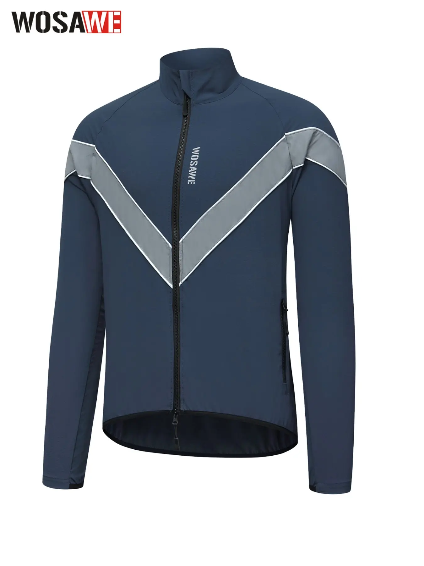 WOSAWE Men Reflective Cycling Jacket Hi-viz Night Walking Outfit Bike Windbreaker Running Coat with Zipper Pockets