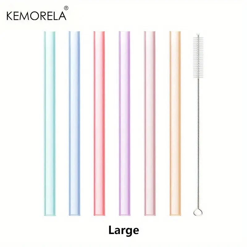 Kemorela 6 Pcs Transparent Clear Silicone Straws, Reusable Food Grade, Eco-Friendly Aesthetic Drinking Straws, Durable & Safe for Everyday Use, Drinkware