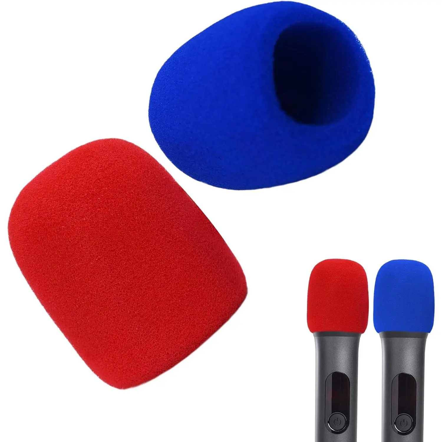 Microphone Cover Compatible with Shure SM58 SM48,  Microphone Protector  Compatible with SM58 Pop Filter, 2 count(Blue/Red)