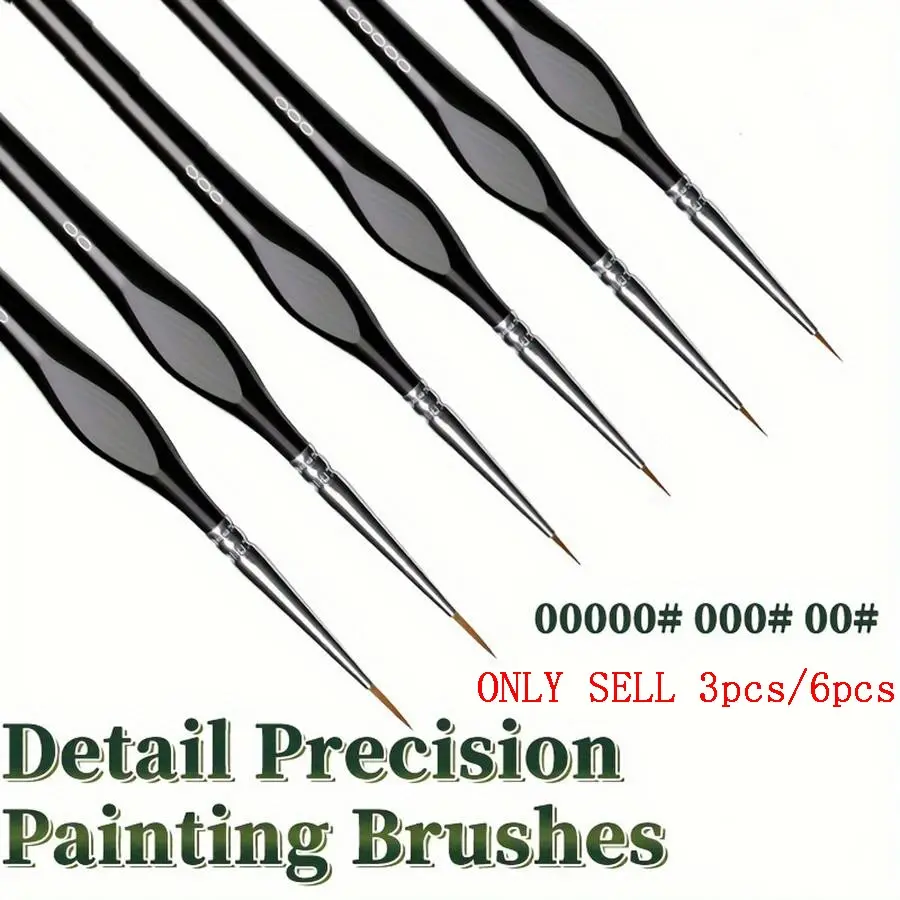 3/6pcs Nylon Detail Precision Fine Tip Paint Brush Set, Triangle Handle for Acrylic & Watercolor Painting, Professional Artist Supplies for Beginners Painting Brushes
