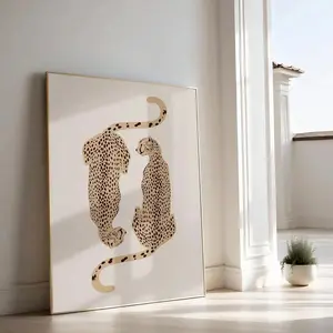 Unframed Leopard Art Poster, Vintage Leopard Print Animal Aesthetic, Fun Oil Painting Canvas Print, Modern Home Decor Artwork for Walls for Dorms, Apartments, Bedrooms, Living Rooms
