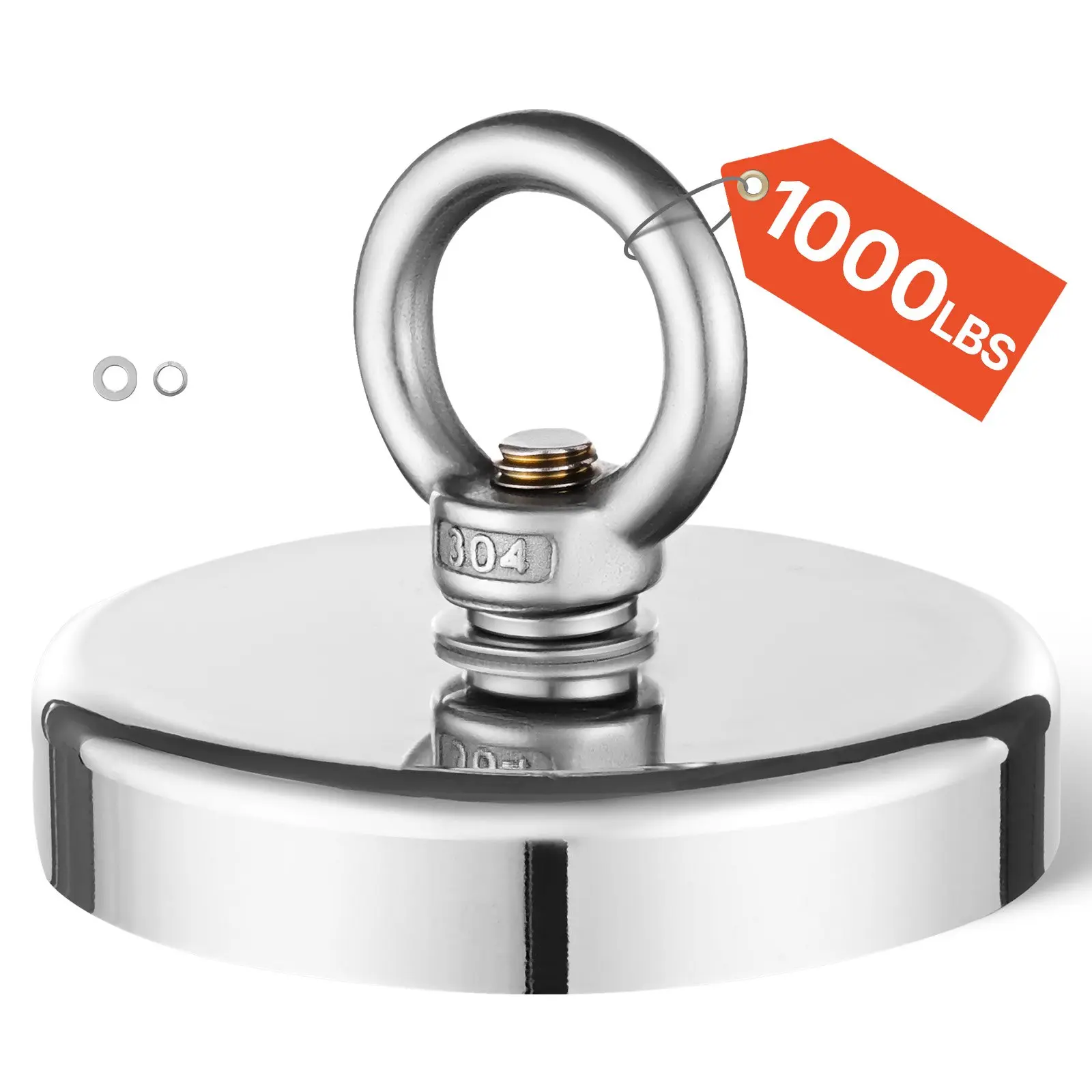 【Summerfinds】VEVOR Fishing Magnet, 1000 LBS/454 Kg Pulling Force Super Strong Neodymium Fishing Magnet, Rare Earth Magnet with Handle Diameter 2.72 in/69 mm for Retrieving in River, Magnetic Fishing, Heavy Hangin
