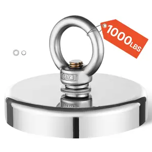 VEVOR Fishing Magnet, 1000 LBS/454 Kg Pulling Force Super Strong Neodymium Fishing Magnet, Rare Earth Magnet with Handle Diameter 2.72 in/69 mm for Retrieving in River, Magnetic Fishing, Heavy Hangin