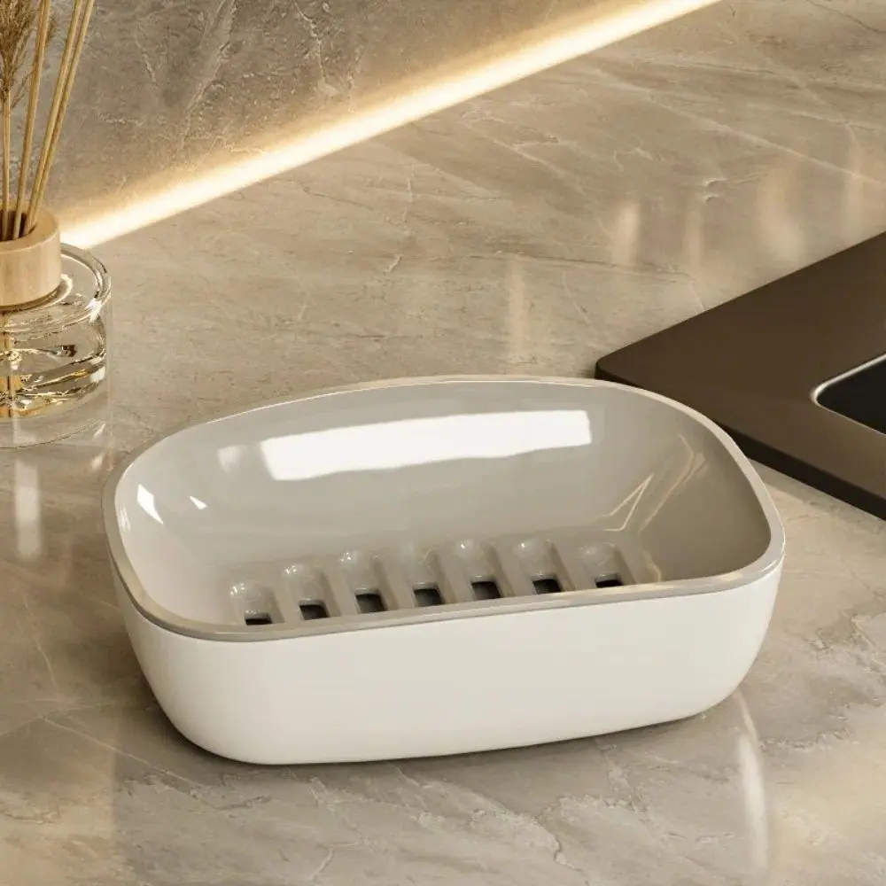 Creative Plastic Soap Dish Non-slip Double-Layer Soap Storage Holder Space-Saving Easy to Clean Soap Box Kitchen