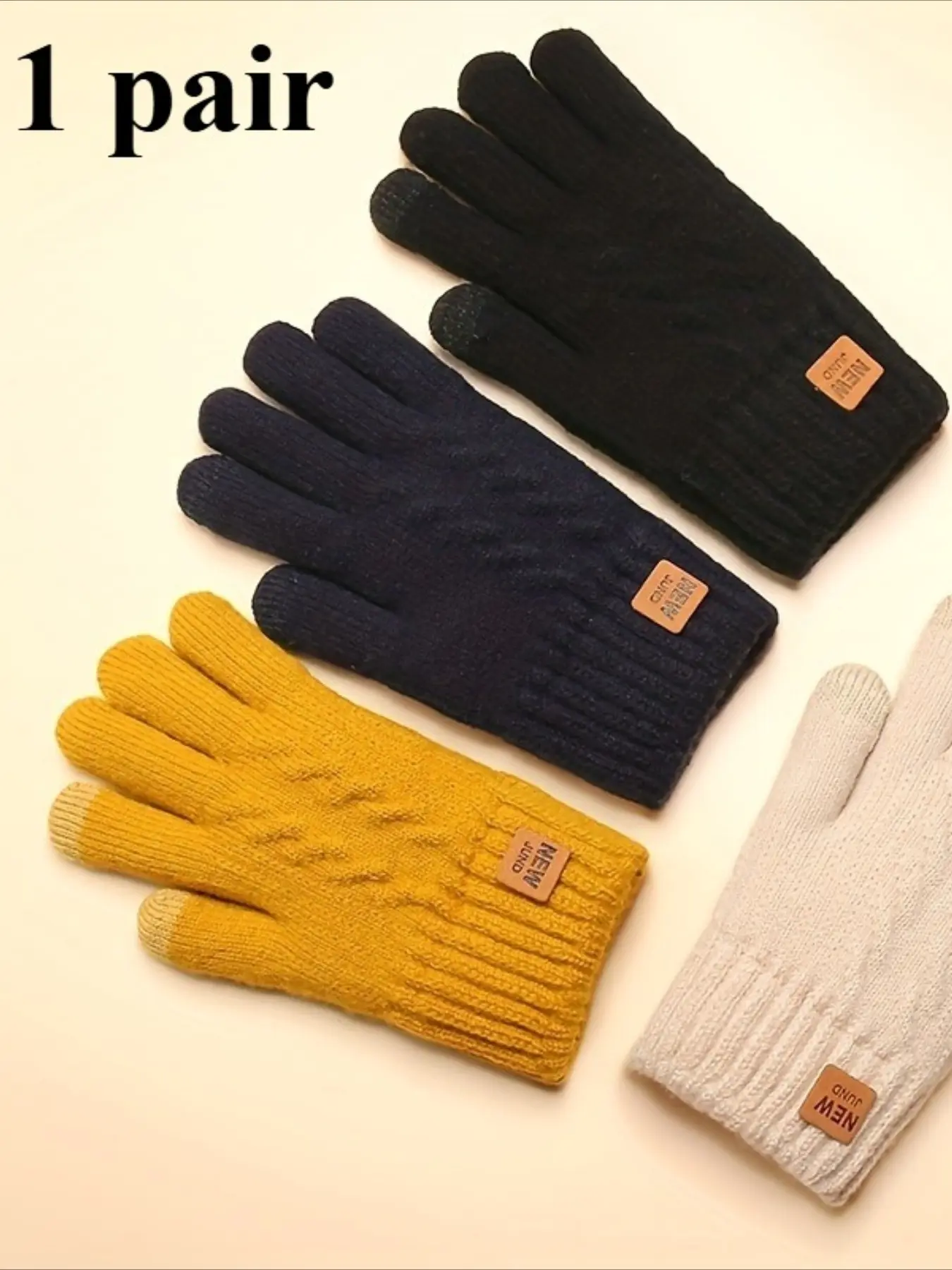 1 pair of new women's winter thick double-layer knitted gloves, velvet anti cold warm solid color touch screen gloves, outdoor warm gloves, holiday gifts, Christmas gifts, Halloween gifts