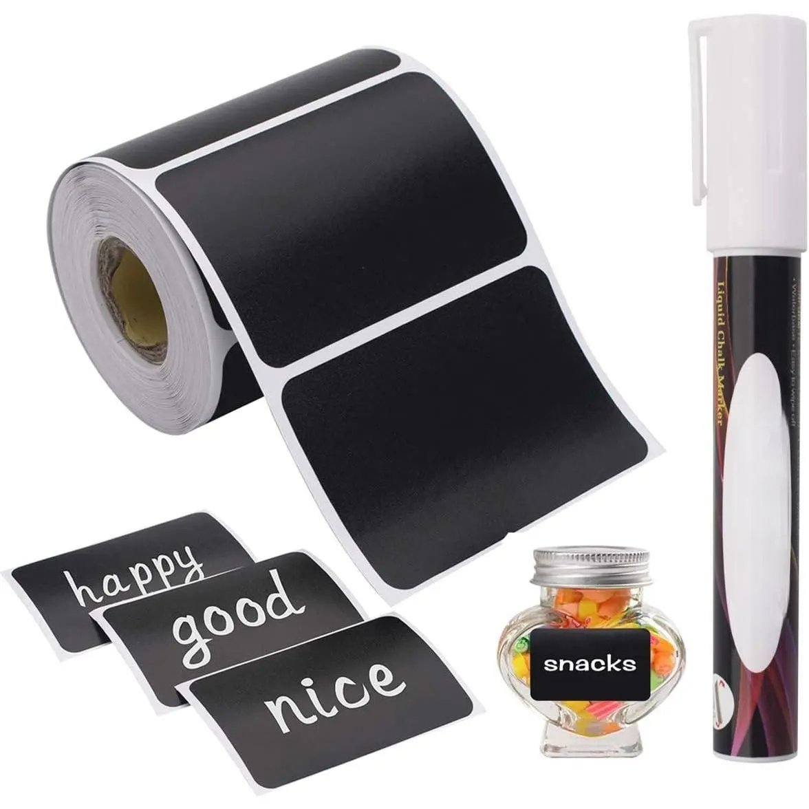 Chalkboard Labels-180pcs   Blackboard Stickers with 1 Liquid Chalk Marker for Mason Jars, Parties Decoration, Craft Rooms, Weddings, Storage, Organize Your  & Kitchen