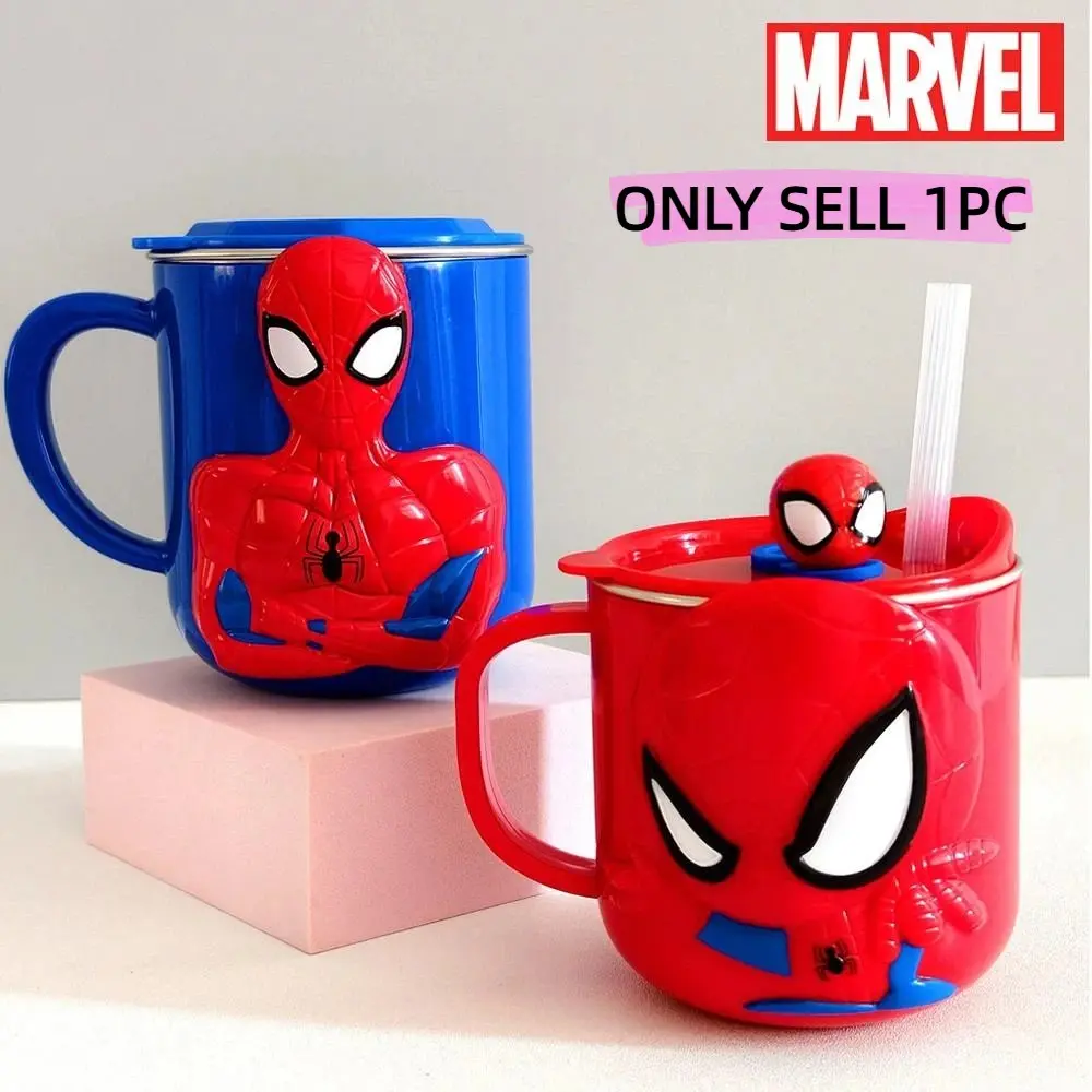 Marvel Officially Licensed Spider-man 3D Mug Stainless Steel Insulated Milk Coffee Cup with Lid Straw 260ml / 320ml Aesthetic Desk Decor Back to School Teen Boy Gamer Gift Heavy Duty Leakproof Travel Tumbler