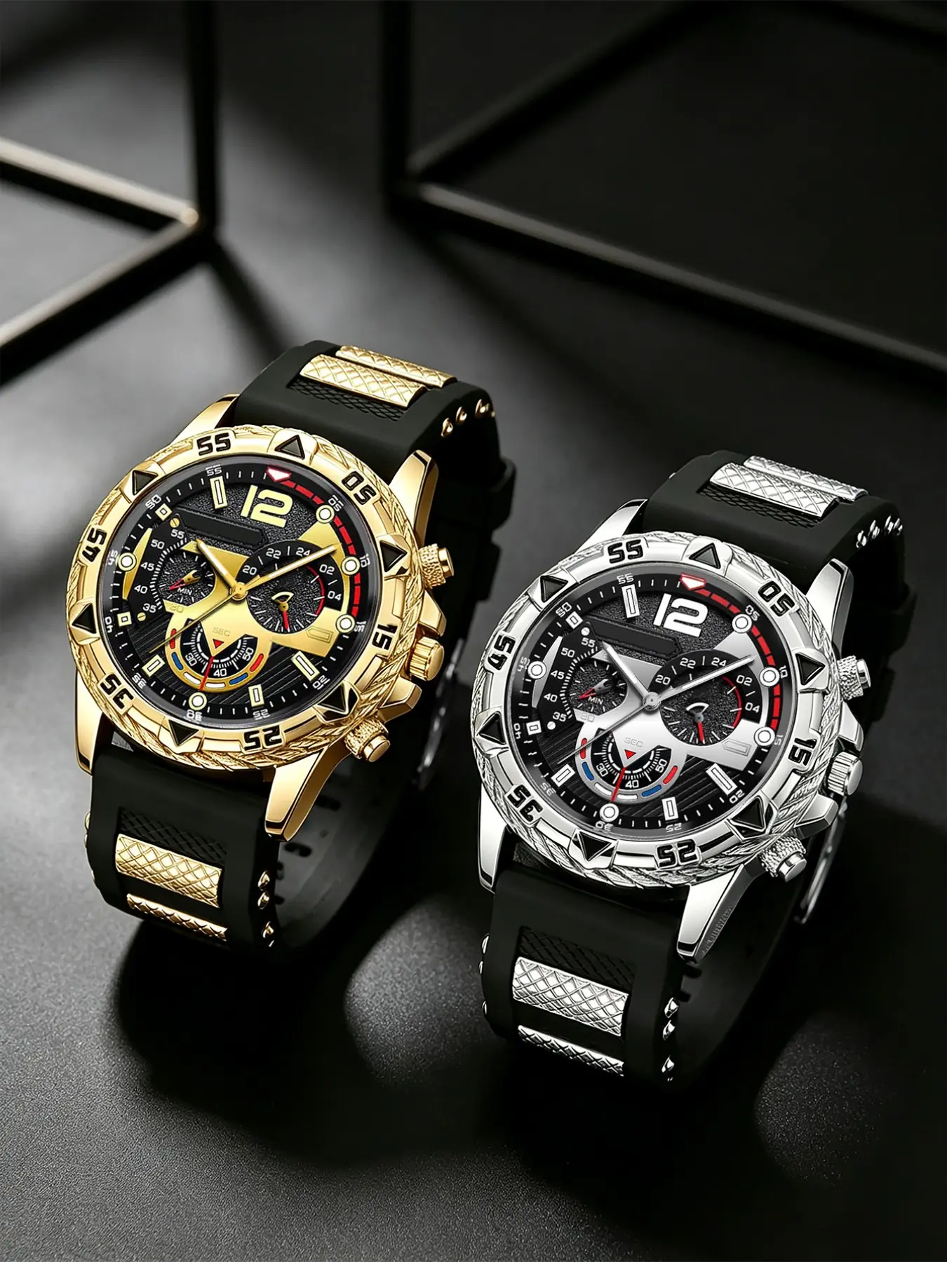 2pcs Men's Fashion Watch Set, Perfect Gift for Father's Day, Birthday, Anniversary, Casual Analog-Digital Quartz Watch, Silver Color