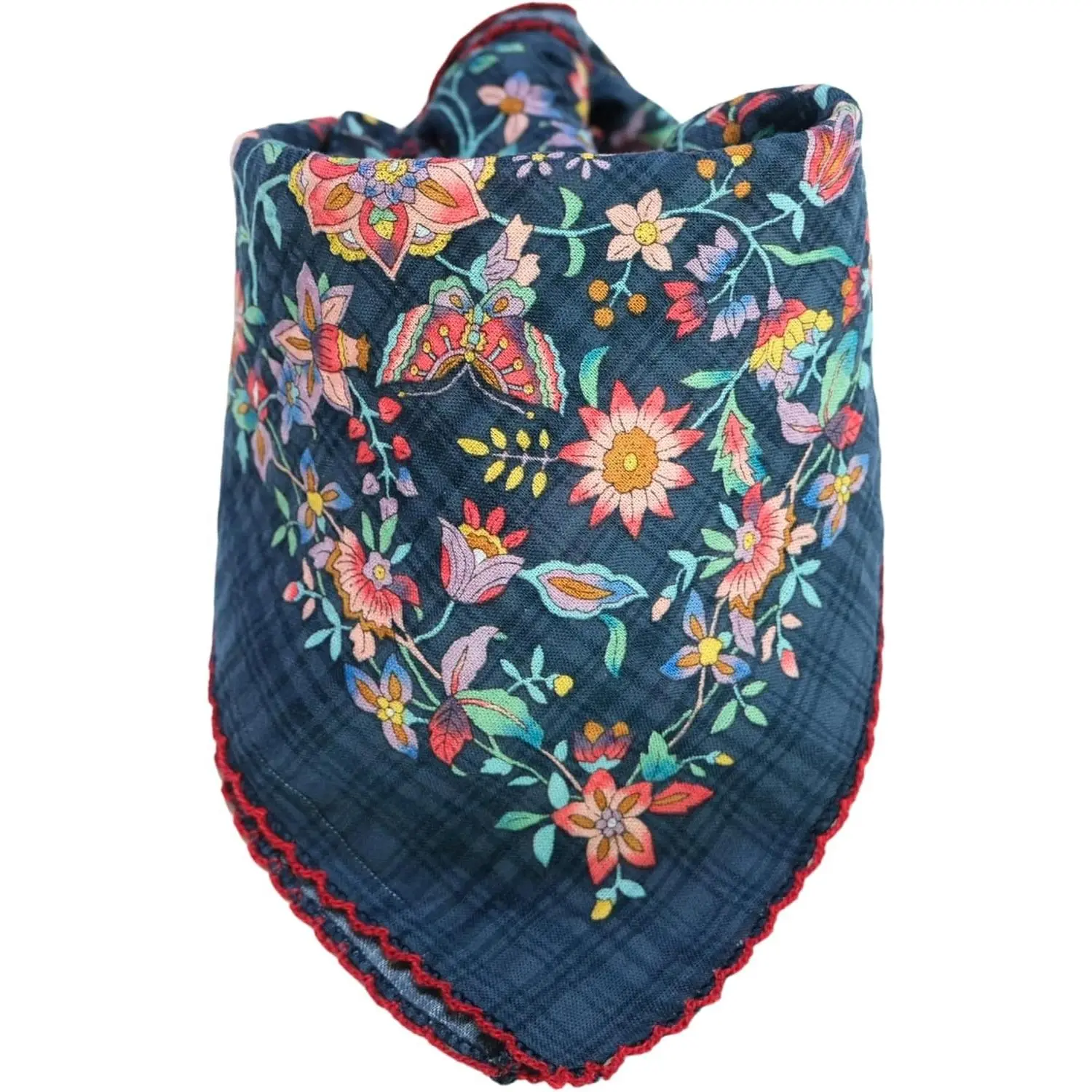 Soft Cotton & Viscose (Bamboo) Floral Bandana Scarf - 21" x 21" Hair Headband, Neckerchief & Handkerchief(Gift)